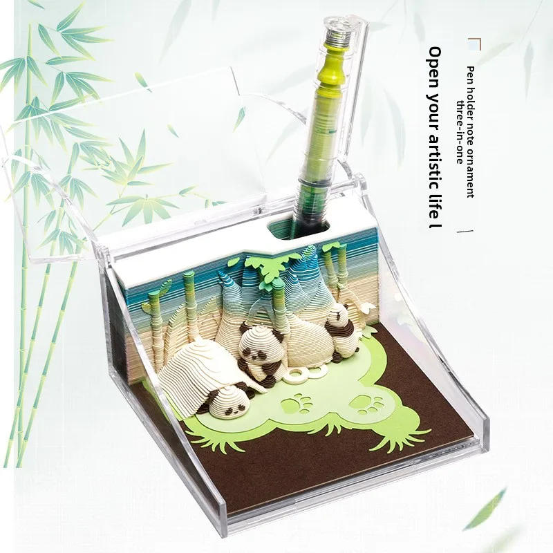 เฉิงตูวัฒนธรรมและสร้างสรรค์ 3D สเตอริโอกระดาษแกะสลักกระดาษโน้ตแพนด้าเดสก์ท็อปเครื่องประดับของขวัญสร้างสรรค์สำหรับเพื่อน