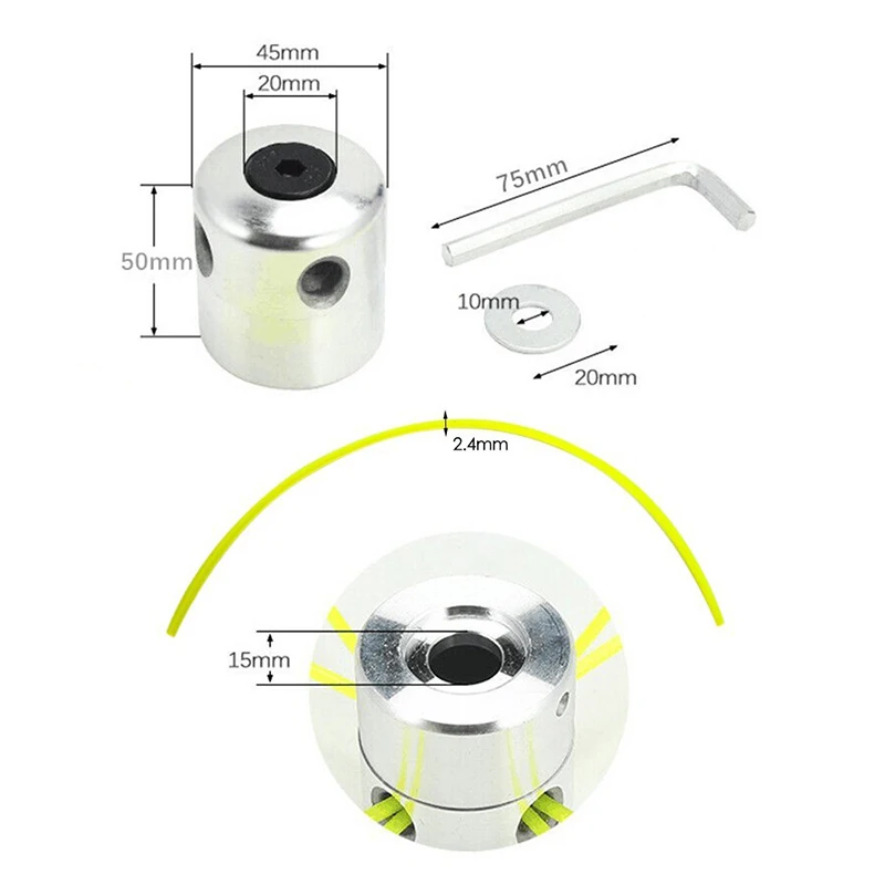 Cabezal de corte Universal de aluminio con cuatro líneas de corte para desbrozadora, cortacésped