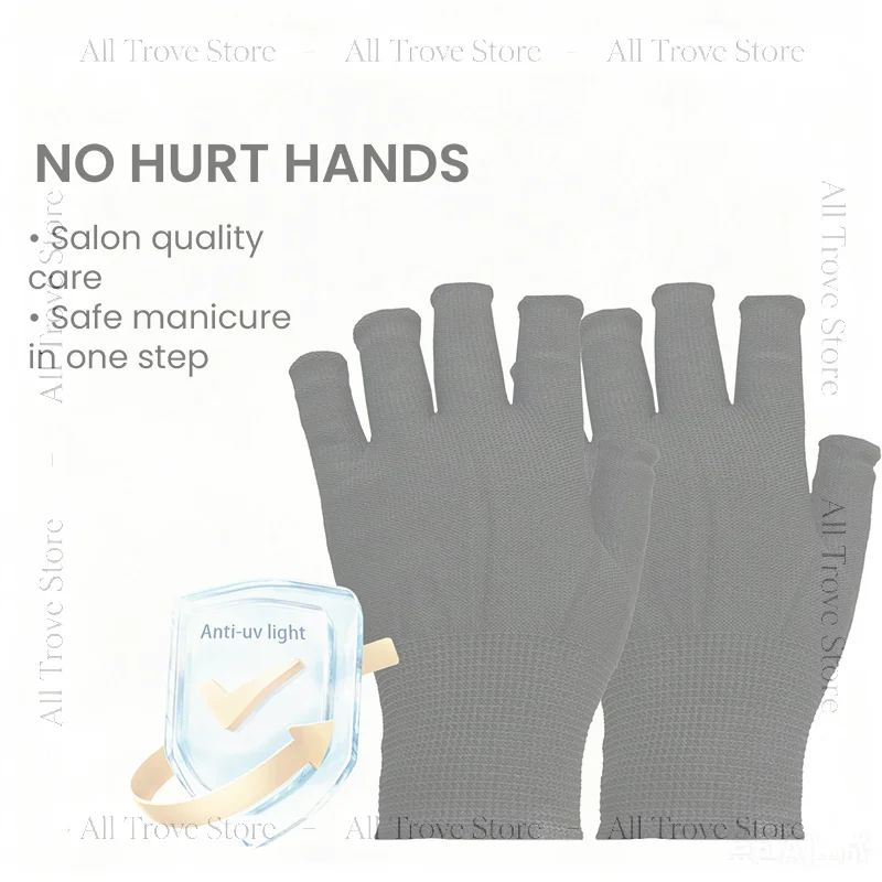 1 Pair Anti-UV Black Thin Nail Gloves UV Gel Shield Fingerless Manicure Tools for LED Lamp Nail Dryer