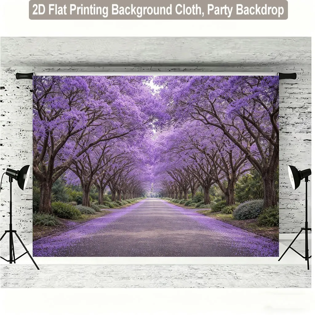 Large Purple Floral Tapestry Wall Hanging Polyester Backdrop Romantic Garden Avenue Pathway Scroll Decor Art Print Room Party De