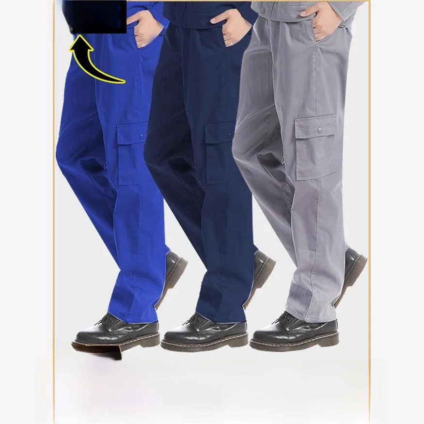 

Мужские рабочие брюки из чистого хлопка свободного кроя для стройплощадки, спецодежда для защиты труда, летние, для сварки и ремонта