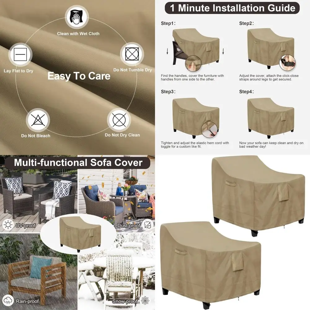 

Водонепроницаемые чехлы на стулья для патио, 2 шт., для уличной мебели для газона, подходят для стульев до 30 Вт x 37D x 31H, с вентиляционными отверстиями и мягкой подкладкой