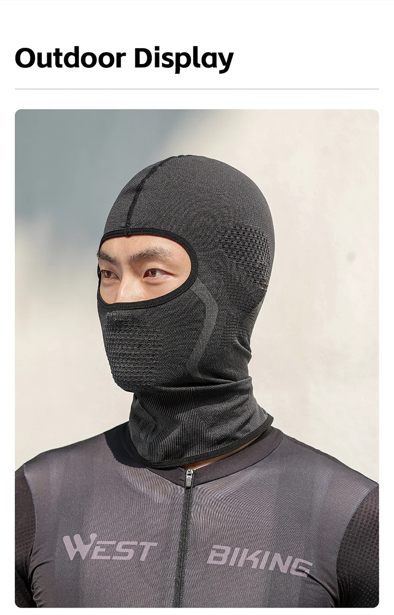 WEST BIKING Nahtlose Strick-Sturmhaube für Frühling und Herbst, atmungsaktive, winddichte Gesichtsmaske, UV-Schutz, Nackenwärmer für Radfahren und Motorradfahren – Detail 9