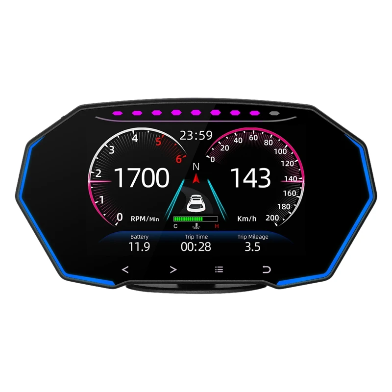 

Car HUD OBD2 GPS 4Inch Head Up Display Windshield Car Speedometer Security Alarm Water Oil Temp Overspeed Diagnostic