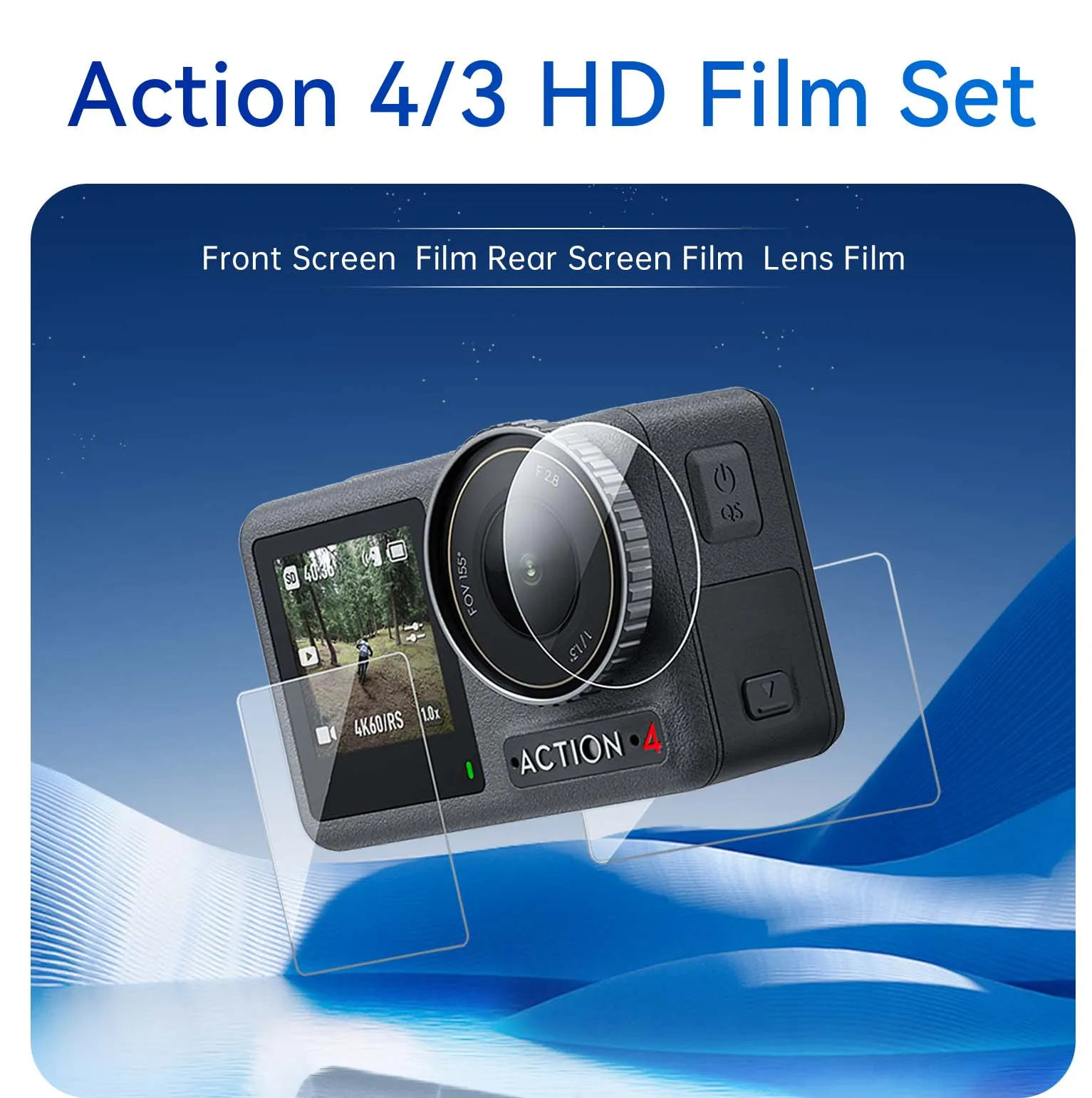 

TELESIN HD Screen Protector for DJI Action 3/4 Ultra-Clear Tempered Glass Camera Lens Dustproof Protective Film Accessories