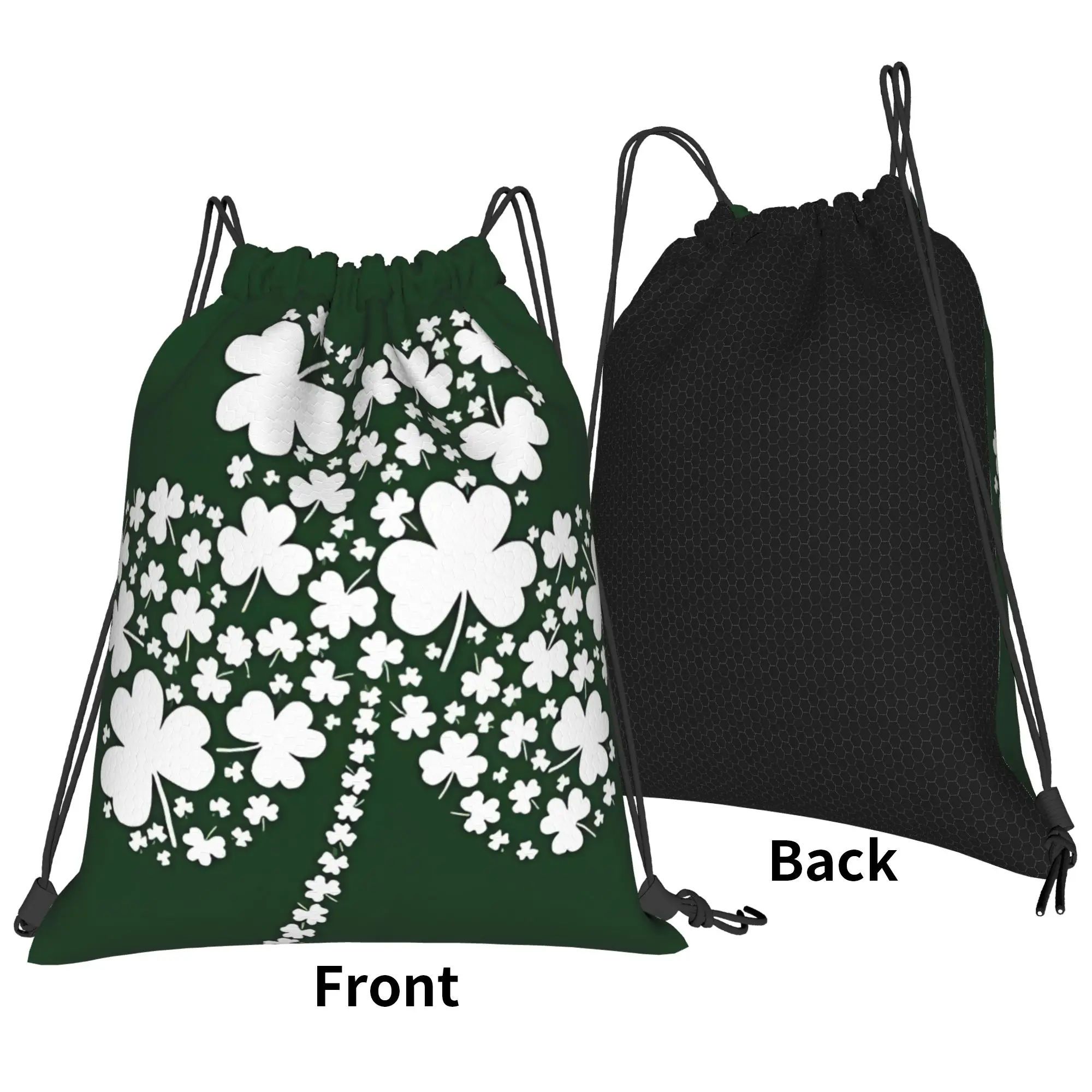 St Patricks Day Irish Shamrock Clover Portable Travel Riding Gym Drawstring Storage Sporty Backpacks