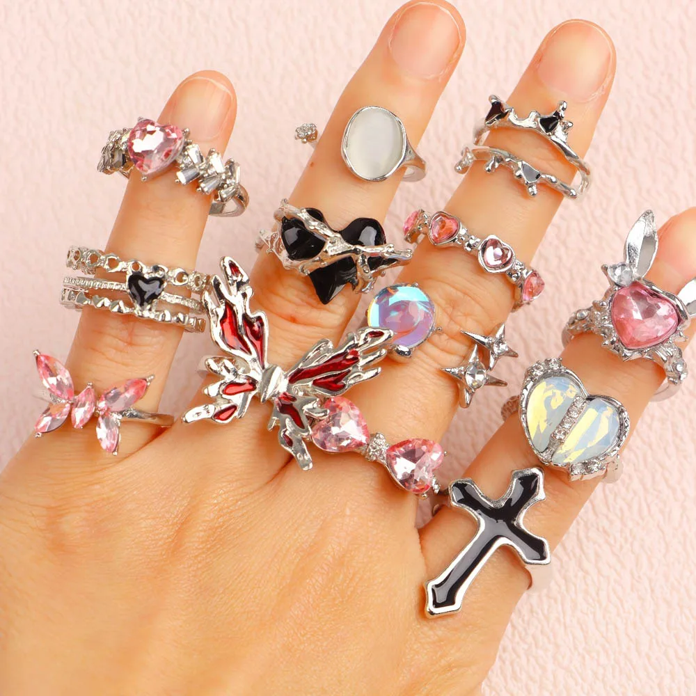 10/20/30 قطعة/الوحدة موضة الشرير القوطية خمر فراشة الجمجمة الصليب خواتم للنساء الرجال مزيج نمط أصابع الورك مجوهرات هدايا الحفلات #6
