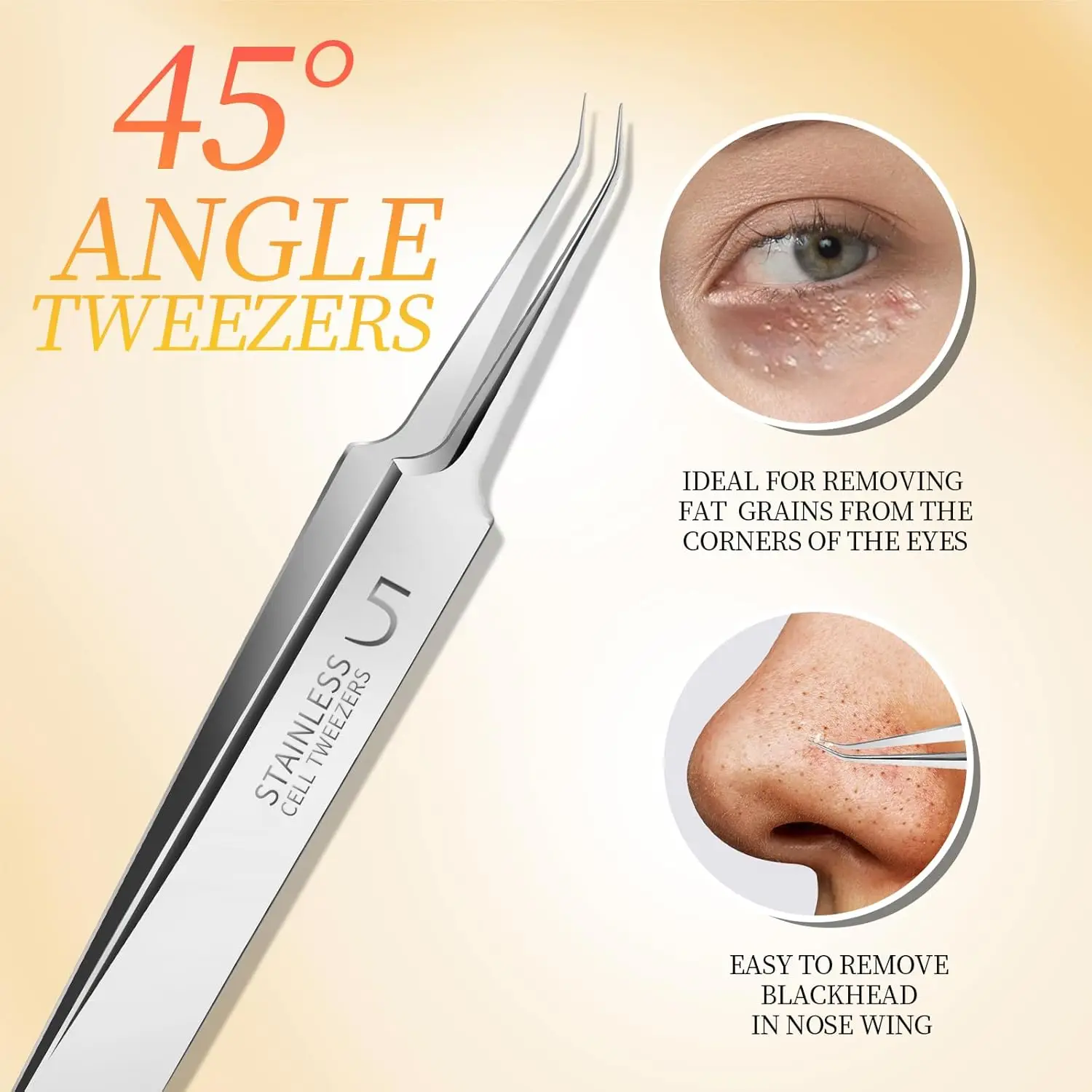 4 pçs pinças de cravo de aço inoxidável e espinha popper kit de ferramentas pinças de sobrancelha profissional para cuidados faciais homem e mulher