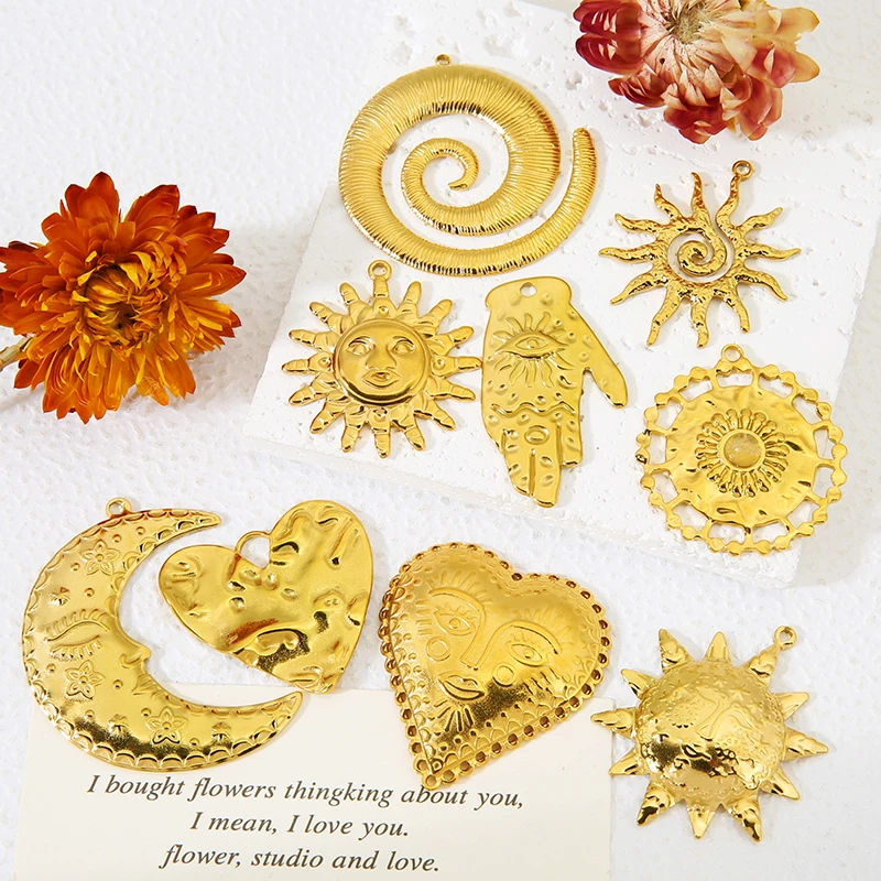 

3pcs Stainless Steel Spiral Conch Sun Smiling Gold Handmade Charms for DIY Necklace Earrings Jewelry Making Pendants Accessories