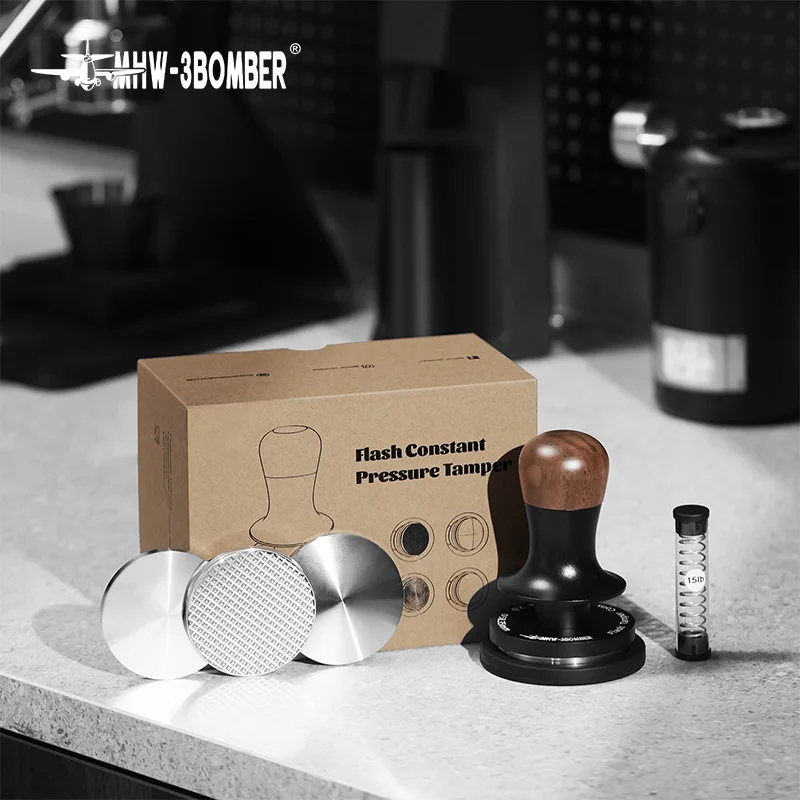 

MHW-3BOMBER Pro Coffee Tamper Set,4 Stainless Steel Base&Spring,Adjustable Pressure Barista Tool for Espresso Home Cafe