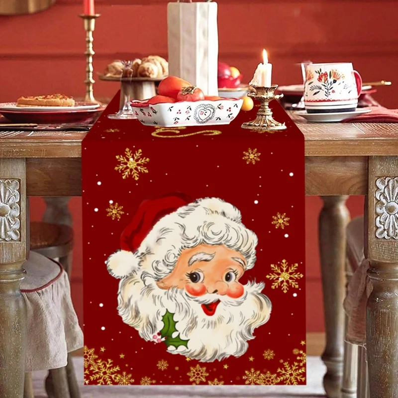 Christmas Table Runner Merry Christmas Decoration for Home Xmas Party Decor 2026 Navidad Notal Noel Ornament Happy New Year 2027