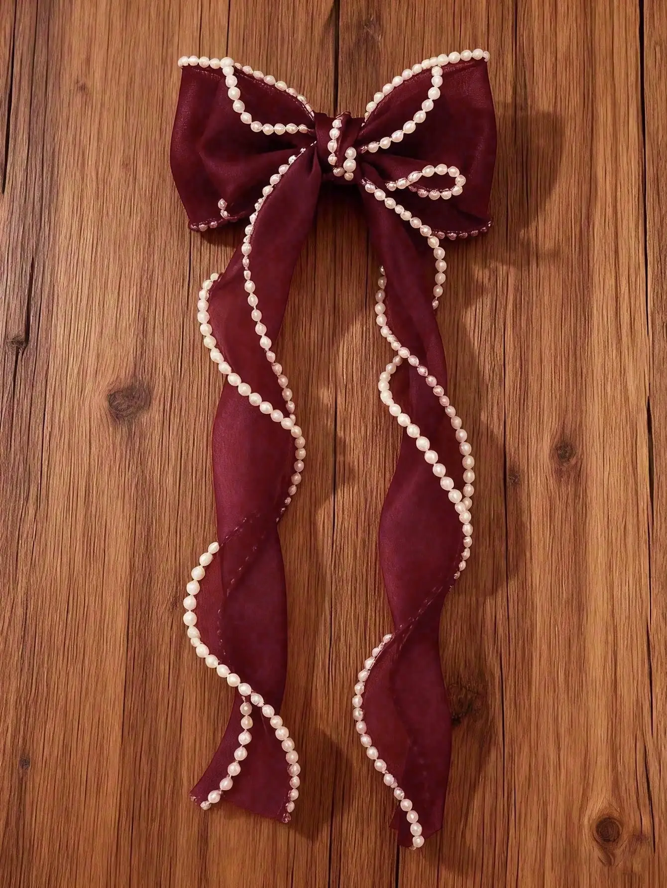 

1pc Faux Pearl Bow Decor Hair Clip, Elegant Hair Accessory, Women's Claw Clip, Hair Pin, Student Supplies, Essential For College Campus, Pink Bow Hair Clip, Pearl Hair Decor, Suitable For Valentine's Day, Wedding, Summer Party, Beach And Daily Wear