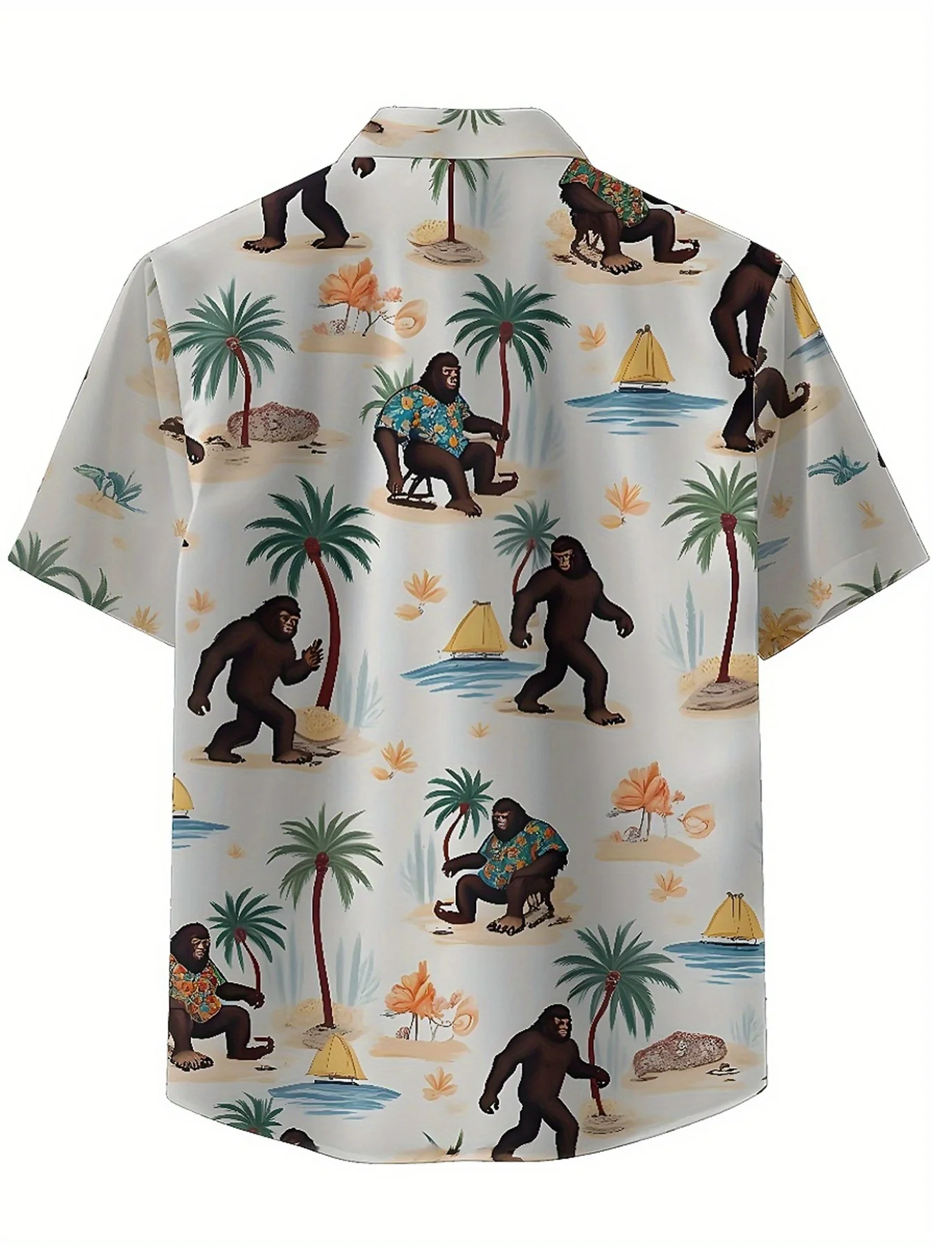 Kemeja Hawaii Ukuran Besar Pria Pola Petualangan Tropis Tema Squatch, Kemeja Aloha Uniseks, Kaus Atasan Musim Panas Baru, Pakaian Jalanan