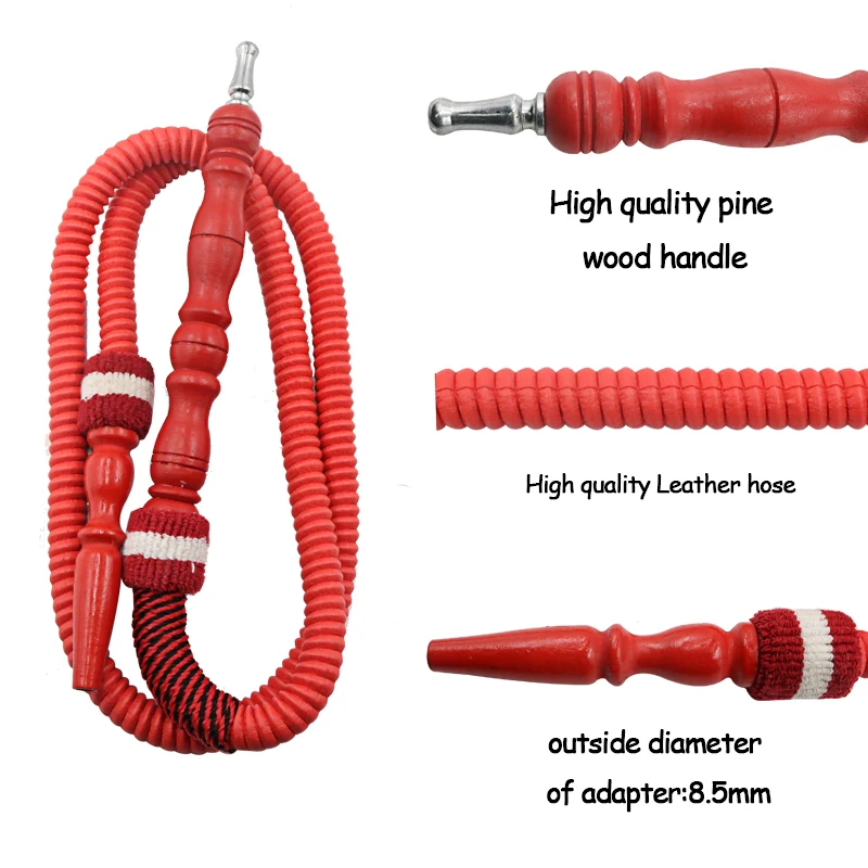 1PC Hookah Leather Hose With Wooden Stem Smoking Pipe Nargile Sheesha Narguile Shisha Hose Hookah Accessories