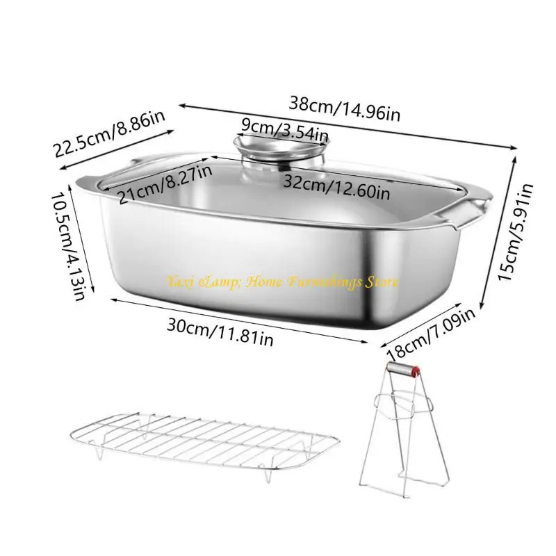 W8EA Stainless Steels Fishes Steamers Large Capacity Cooking Pots Steaming Cookware