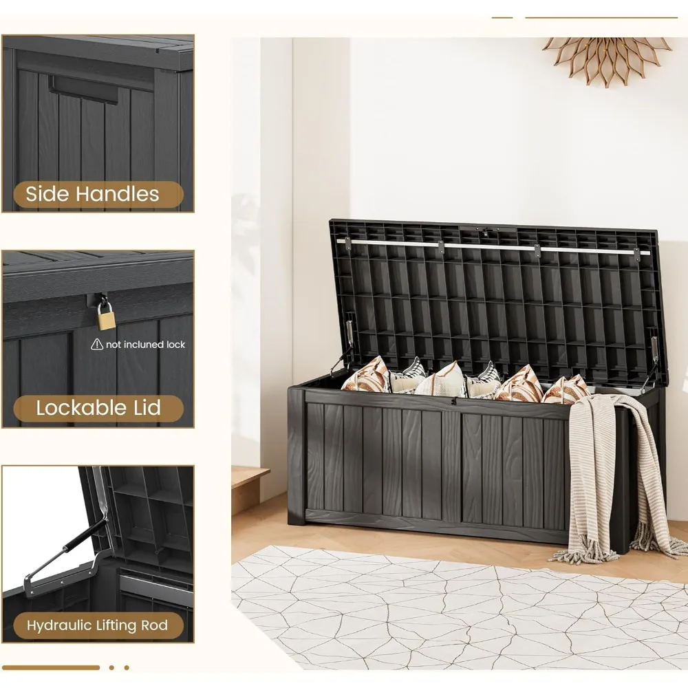 120 галлонов ящик для хранения на открытом воздухе, запираемый для патио, водонепроницаемый для мебели, садовых инструментов, спортивного оборудования и принадлежностей для бассейна