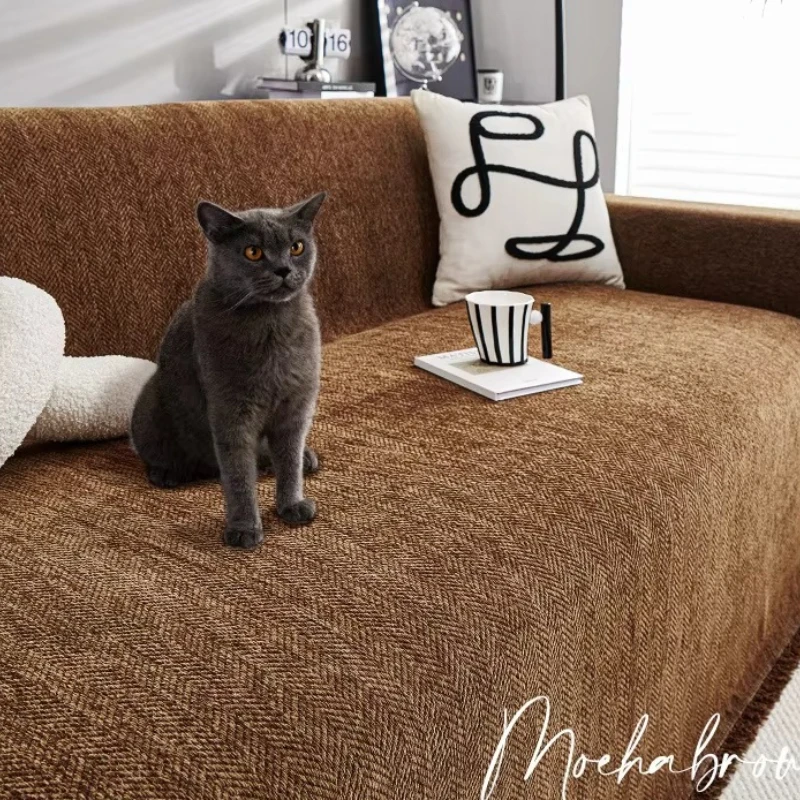 New Chenille Sofa Cover Anti Cat Scratch Blanket White Grey Sofa Towel for Living Room Furniture Decor Tapestry Couch Cover