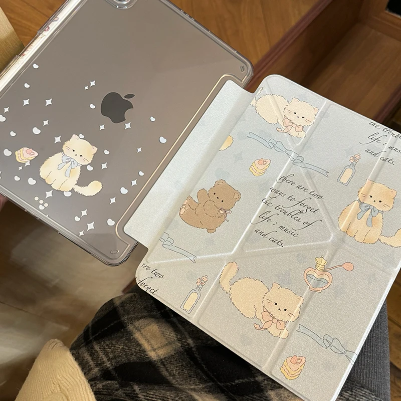 

Молочно-голубой чехол Lovely Cat для iPad Pro 11 M2 M3 M4 M5 A16 2025 Air4 5 6 7 12.9/13/9.7/10.2/10.5/9.7 дюймов 5-го, 6-го, 7-го, 8-го, 9-го, 10-го, 11-го поколений