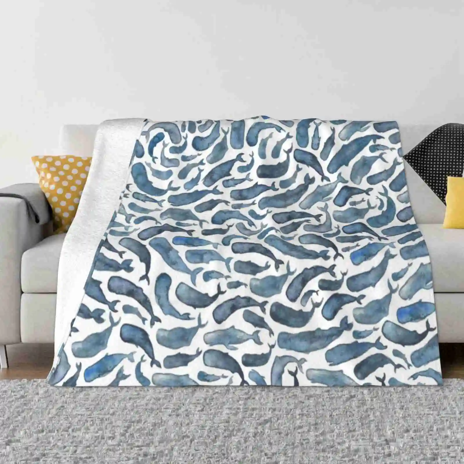 

Киты, новые продажи, фланелевое мягкое одеяло с индивидуальным принтом, Киты, океан, морской морской пехоты, синий акварель