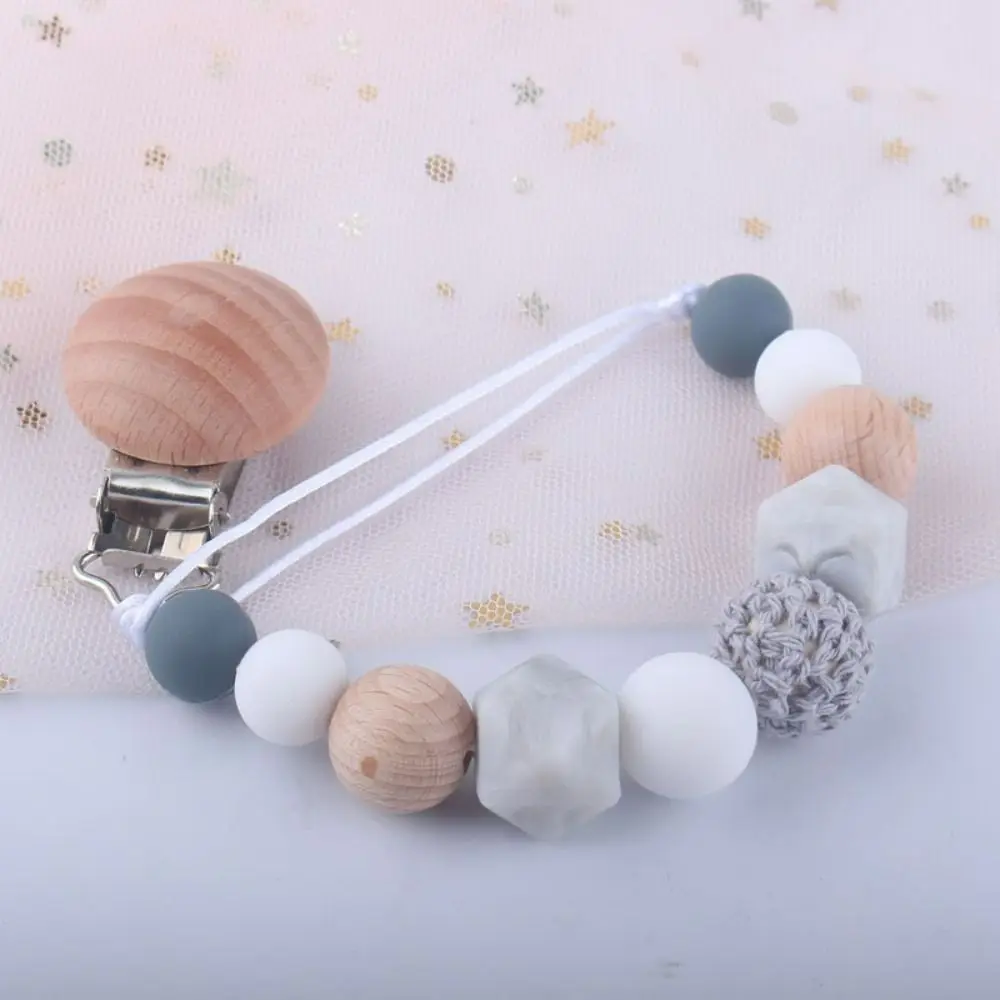 Children Wood Soother Holder Nipple Holder Clips Dummy Clips Baby Teether  Straps Pacifier Holder Clips Baby Pacifier Chain