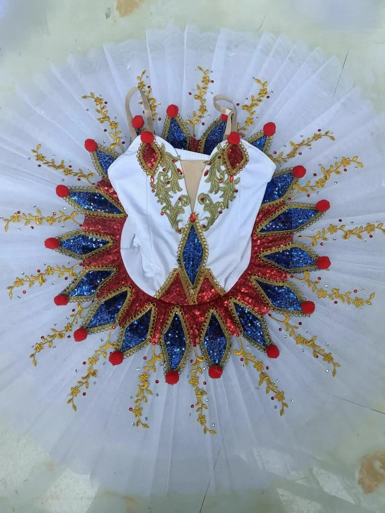 تنورة باليه للأطفال من جوكر، أزياء باليه توتو احترافية، فستان مسابقة المهرج الأبيض والأزرق، تنورة توتو للبالغين