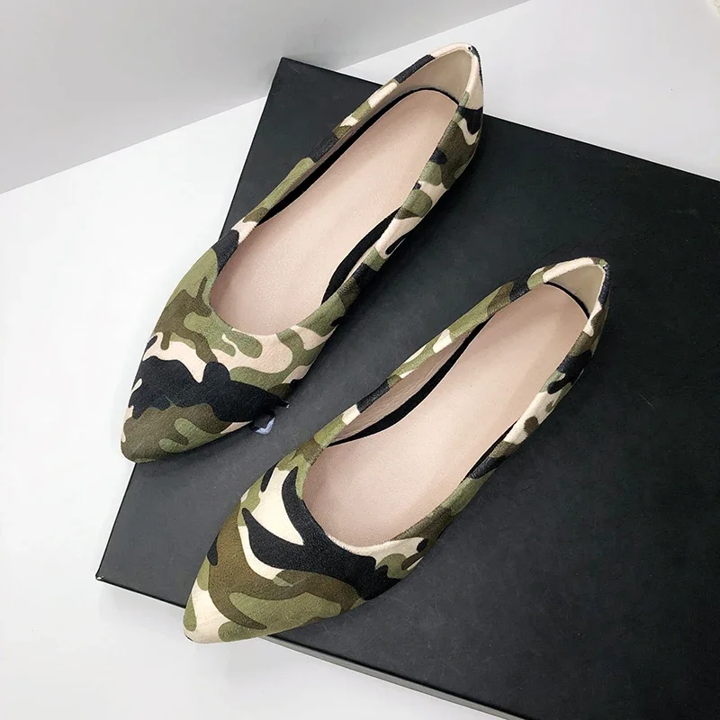 Lady Camouflage Bow Flats voor brede voeten 33-48 Groen Bruin Zwart Schoenen Comfortabele instappers Ourdoor Driver Nieuwigheid Gemengde kleuren