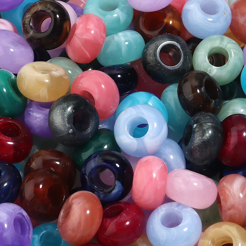 30 Stück bunte Acrylperlen in Natursteinoptik mit großem Loch, lose Abstandsperlen für die Schmuckherstellung, DIY-Schlüsselanhänger-Zubehör – Detail 2