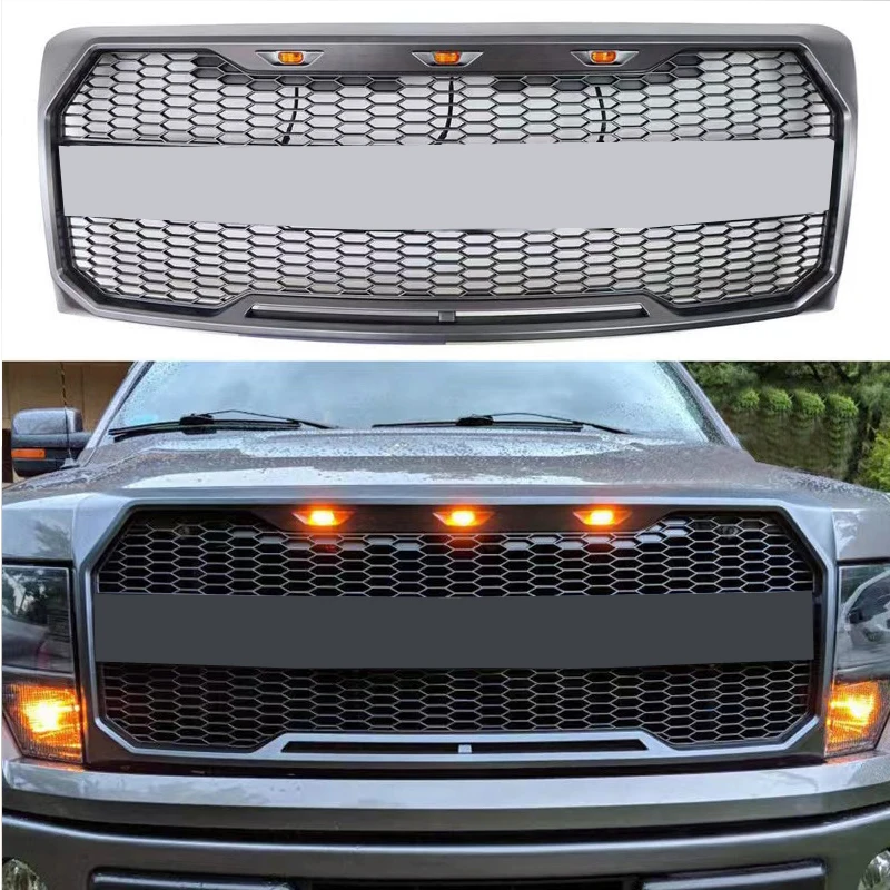 Modified For Ford F150 Grill Raptor Style For F-150 2009 2010 2011 2012 2013 2014 Racing Grills Front Bumper Grilles Grill Mesh