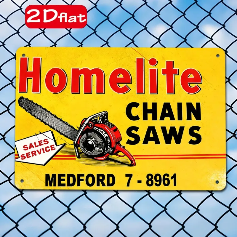 （2D Tin painting）Homelite Chainsaw Wall Decor 20x30 cm Outdoor Flat Sign Yard Studio Christmas Gift