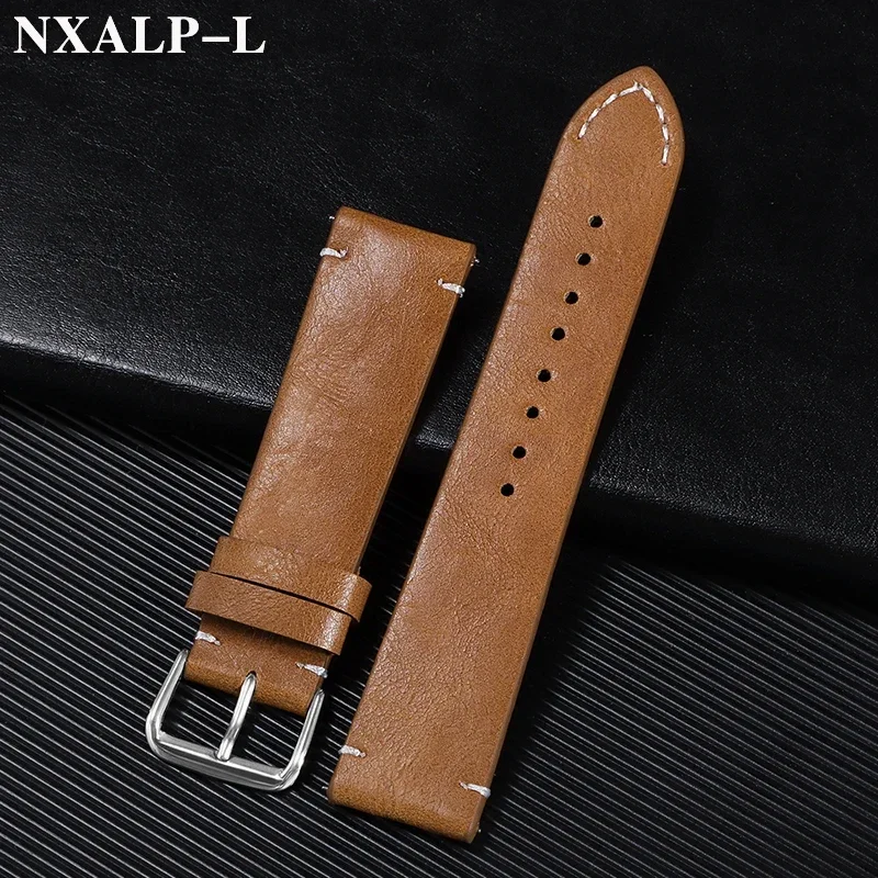 الإفراج السريع حزام الساعات خمر حزام من الجلد الطبيعي 18 مللي متر 20 مللي متر 22 مللي متر 24 مللي متر خياطة الرجال النساء الأعمال العالمي معصمه