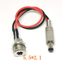 With Cable Wired DC power Female 5.5 * 2.1 5.5*2.5mm DC Socket High Current All Metal Male Female Power Plug Connector