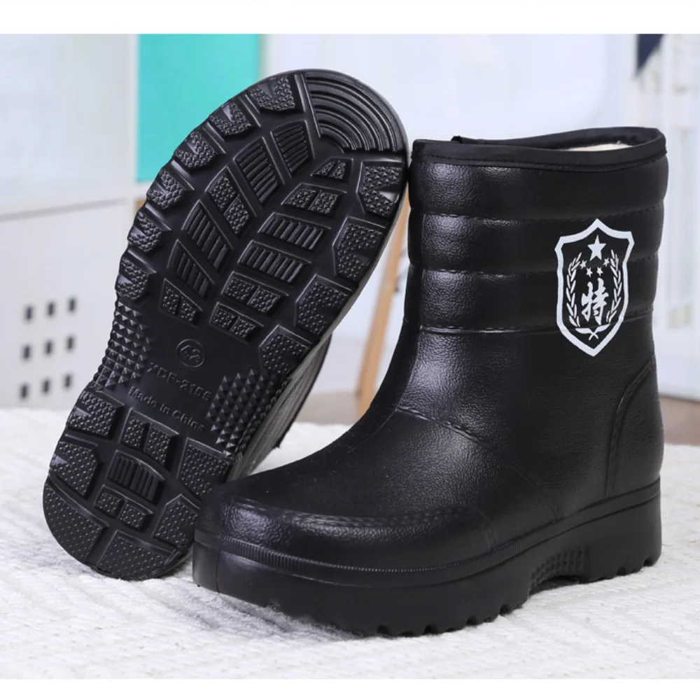 Winter New Men\'s Snow Boots Plush EVA Waterproof Casual Work Shoes Rain Shoes High Top Warm and Comfortable Cotton Shoes