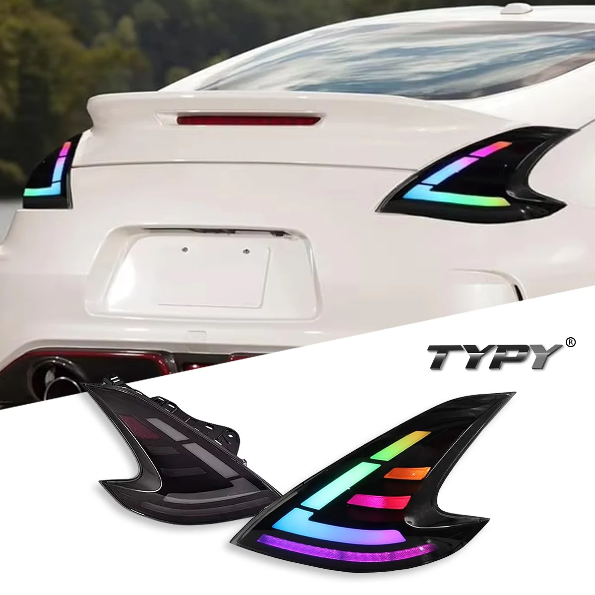 

Автомобильный TYPY для Nissan 370Z RGB 2009-2020, обновленный задний фонарь, модифицированный для нового DRL, динамический указатель поворота, светодиодный задний фонарь, автоаксессуары