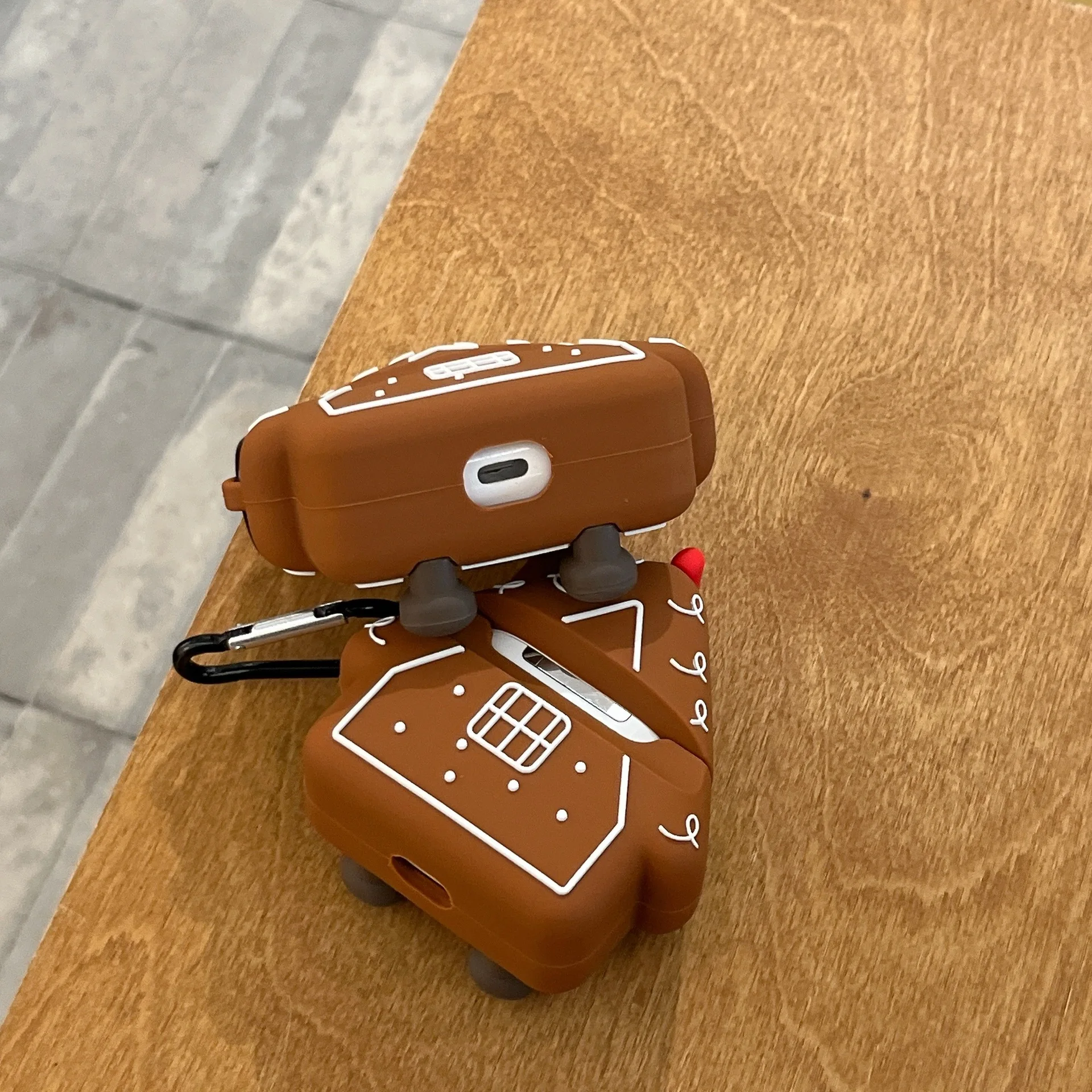 حقيبة سماعة الاذن ل Airpods 4 3 2 1 الكرتون الإبداعية عيد الميلاد منزل لينة مكافحة الإفلات الغطاء الواقي سيليكون سماعة الملحقات