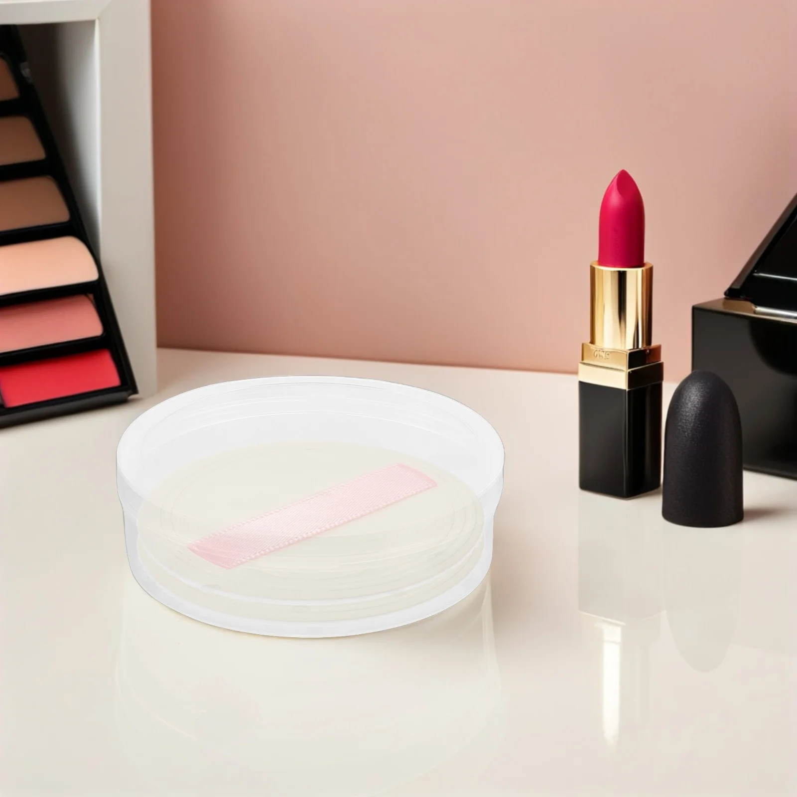 

2pcs Powder Puff Storage Box Transparent Round Makeup Sponge Holder Travel Portable Beauty Accessories Container