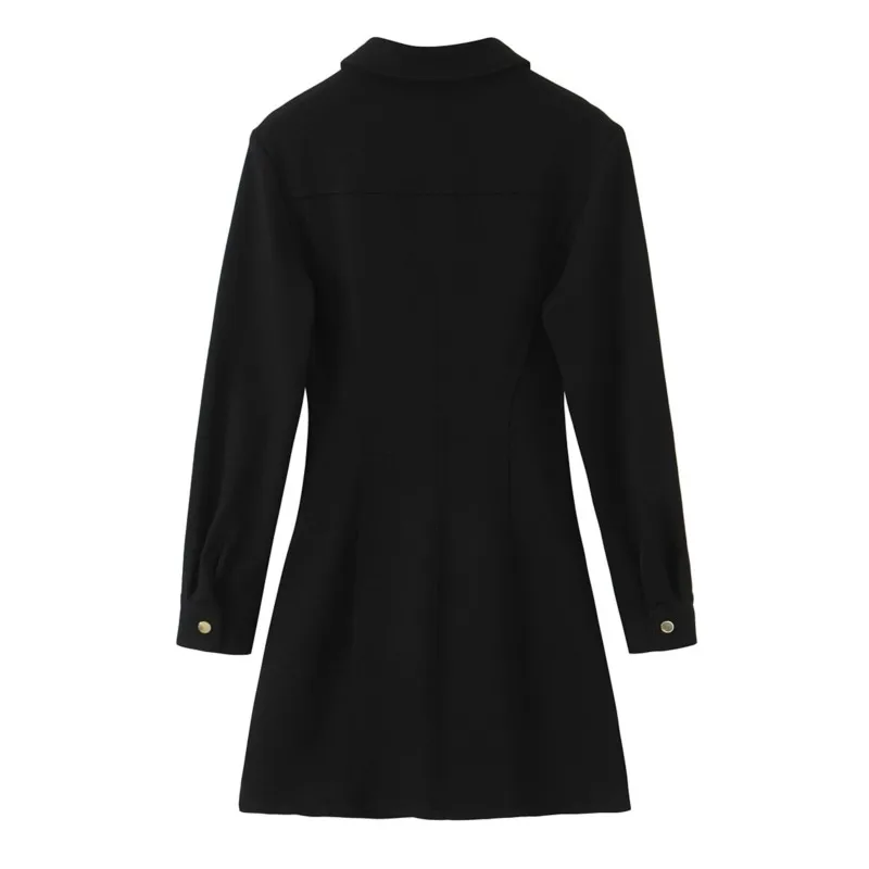 Outono crepe fino ajuste vestido feminino botão decoração midi vestido de manga longa casual moda turn-down colarinho vestidos