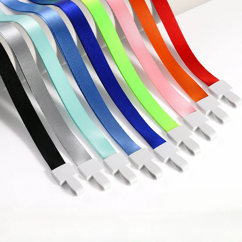 2pcs/set Solid Color Lanyard for Working Permit 1.5cm Width Polyester Pass Work Card Neck Strap Exhibition ID Tag Card Lanyards