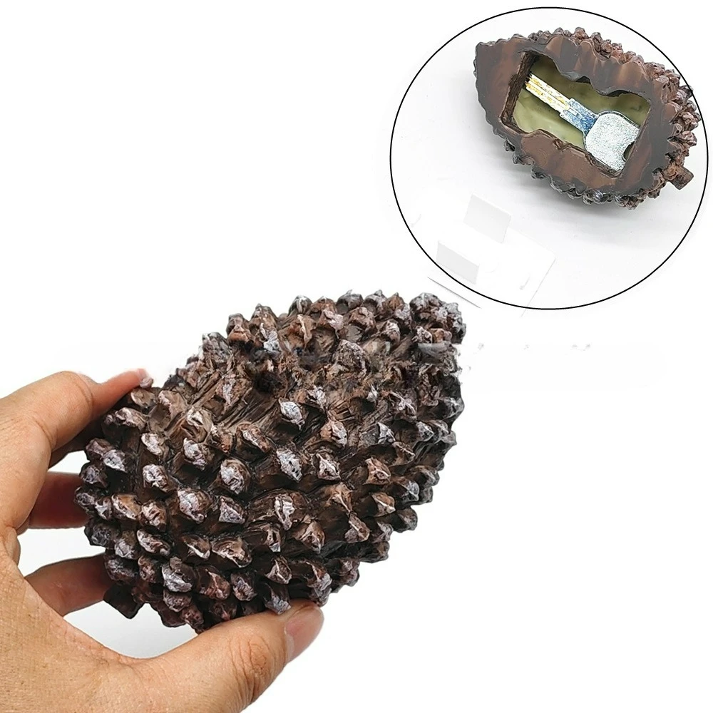 Creative Resin 1:1 Pinecone Key Box - Anti-Lost Hidden Money Secure Storage Organizer Discreet Safe Container