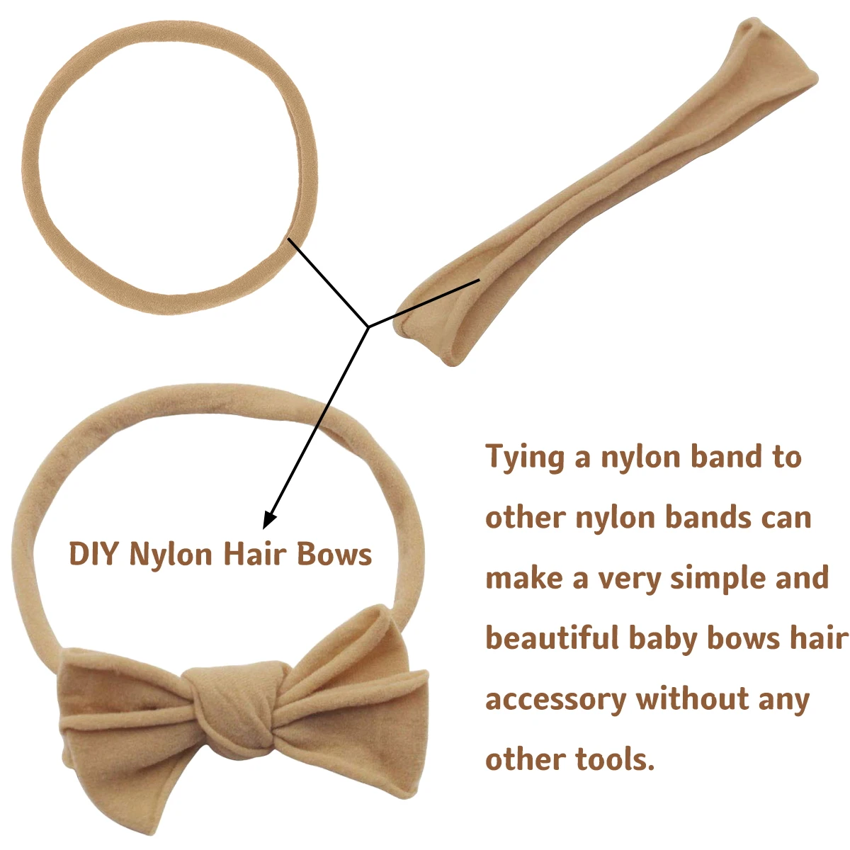 50 Pcs Soft Stretchy DIY Nylon Headbands Hair Bands Bows DIY Accessory for Newborn Baby Girls