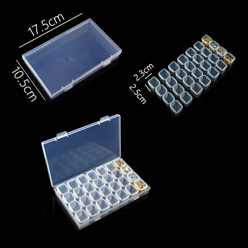 28 Grid Nail Accessories Storage Box Transparent Plastic Small Item Sorting Portable Sequin Classification Box One Week Pill Box