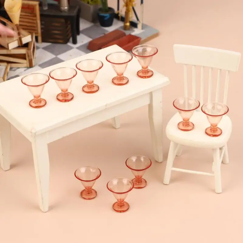 10 pz 1/12 casa delle bambole simulazione mini piede alto vetro champagne ornamento giocattoli casa delle bambole accessori in miniatura decorazione giocattoli