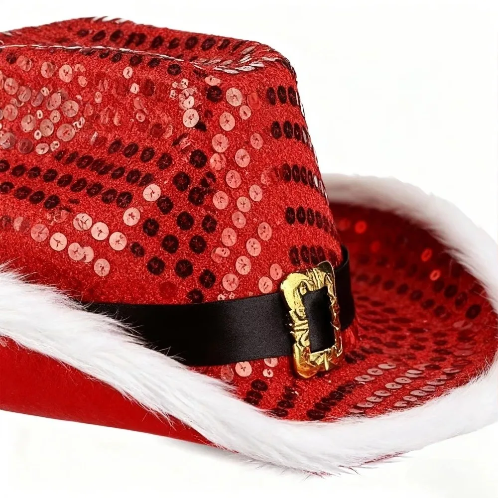 Fashion Sequins Christmas Cowboy Hat Large Bucket Hat Headwear Luminescent Fisherman Hat Gathering
