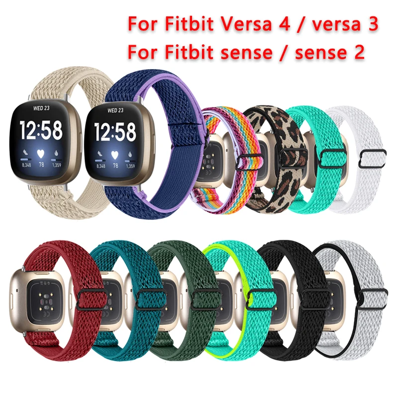 Elastic Woven Loop Strap for Fitbit versa 3 4 Smart Watch braided Adjustable Nylon Watchband Bracelet for Fitbit Sense sense 2