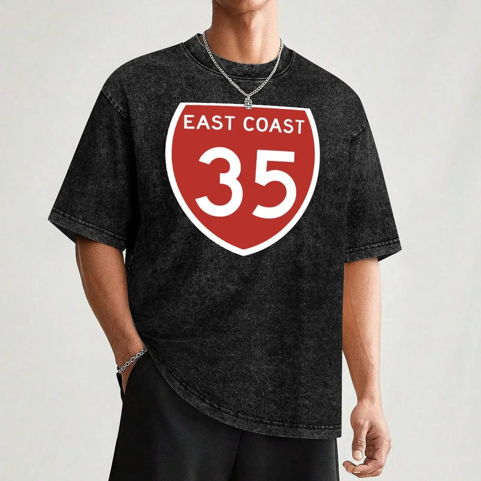 Highway 35, East Coast, New Zealand T-Shirt Vintage Print Crew Neck Tee