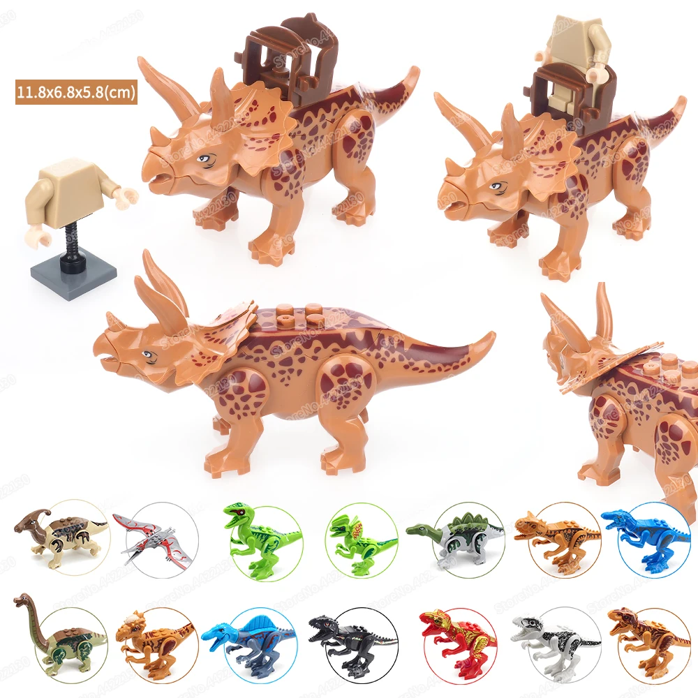 Dinosaur World Triceratops Knight Set Building Block Moc Figures Training War Dragon Assemble Scenes Model Child Gifts Boy Toys