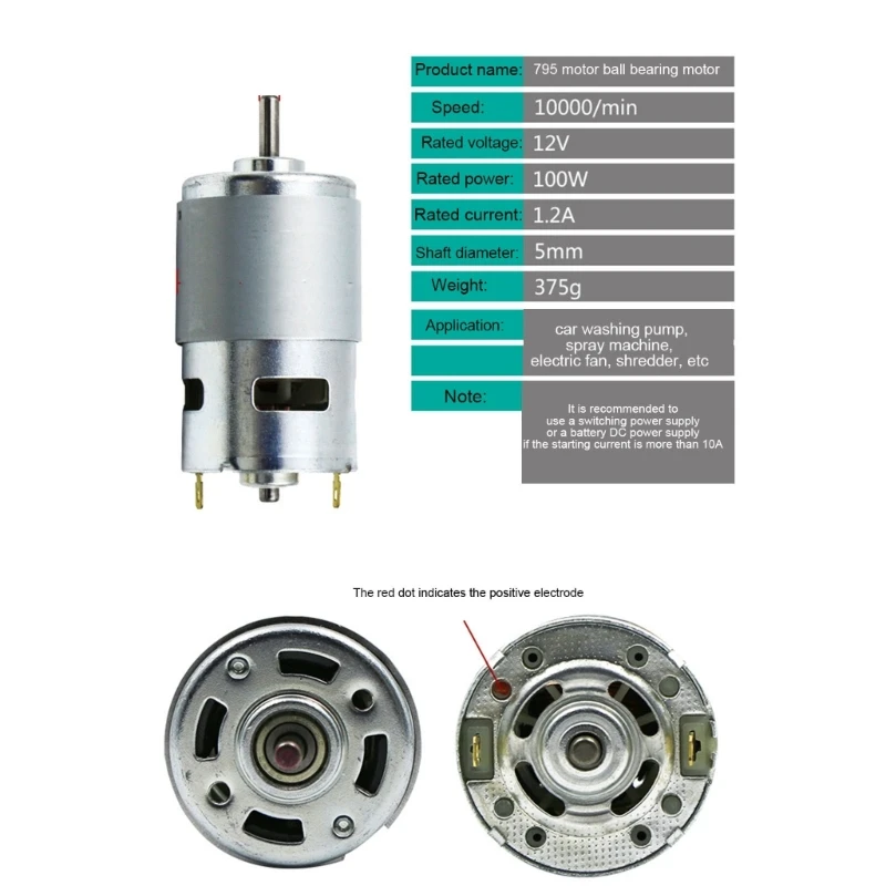 775/795/895 Motor DC12-24V Ball Bearing 6000-12000RPM Large Torque High Power Dropshipping