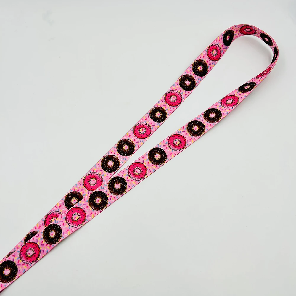 Donuts Neck Strap Donut cordino per chiave ID Card palestra cinghie per cellulare porta Badge USB fai da te Hang Rope Pink Fruit Lanyard