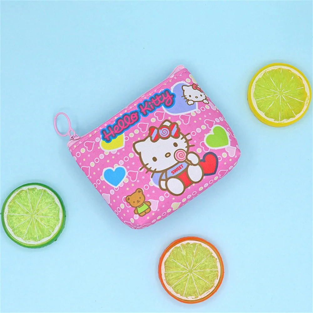 Hello Kitty Sanrio Purse Cinnamoroll Kuromi Coin Purse My Melody Wallet Pompompurin Key Storage Bag Cartoon Earphone Bags Kids