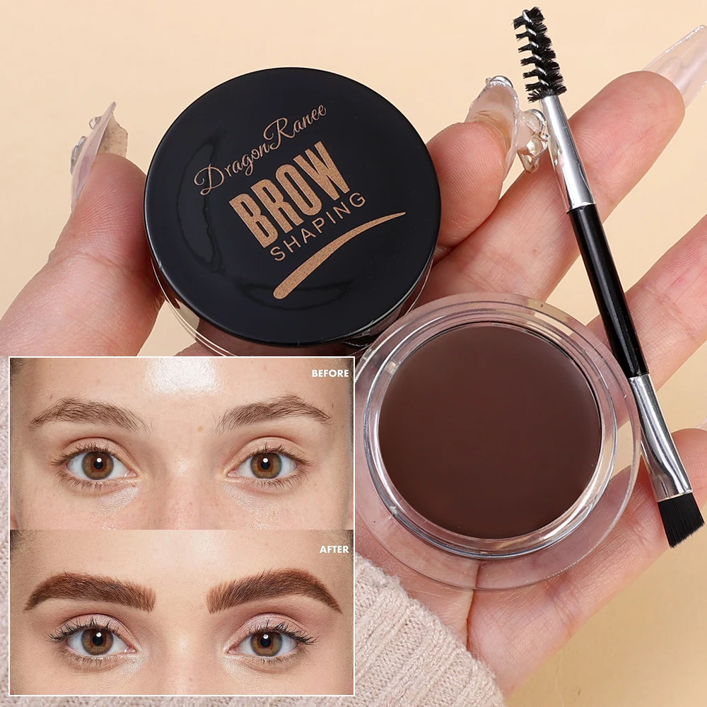 Czarny brązowy krem do brwi Eyeliner z pędzlami do makijażu Wodoodporny, długi, trwały, bardzo odcień Naturalny żel do stylizacji brwi Wosk kosmetyczny