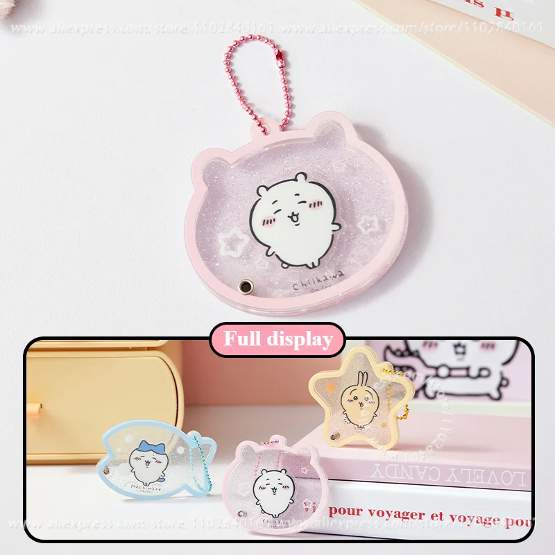 MINISO Glitter Pendant Chiikawa Series Kawaii Bag Decoration Keychain Children's Toys Cartoon Peripherals Hachiware Usagi Gift